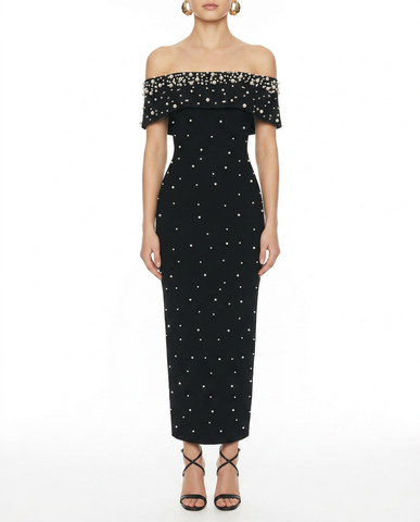 Pearl Off Shoulder Bandage Dress