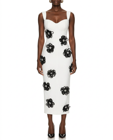Ivory Rosette Midi Dress