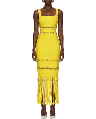 Black Tassel Bandage Dress