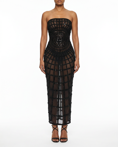 Gilded Onyx Sequin Gown