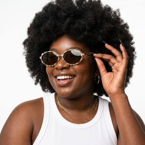 Divine Gold Oval Sunglasses