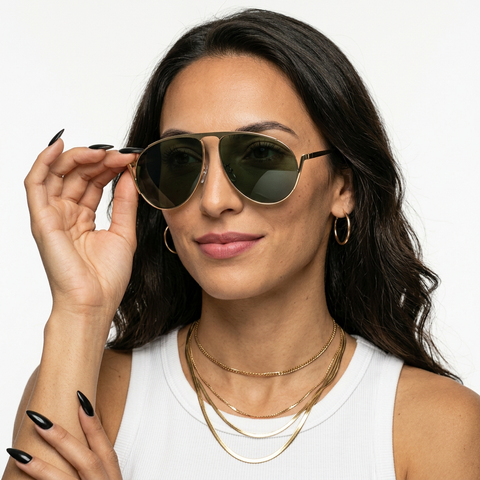 Audacious Gold Metal Pilot Sunglasses
