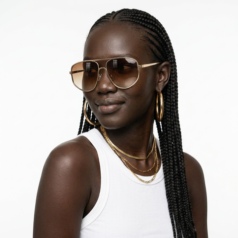 Daring Gold Metal Cat Eye Sunglasses