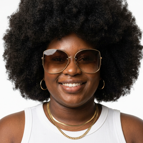Invincible Gold Large Frame Sunglasses