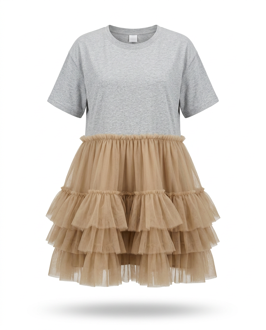 Mesh Ruffles Radiant Mesh Ruffle Mini Dress – Boho Brown