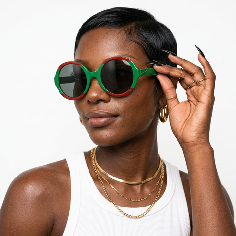 Dynamic Green Red Oversized Sunglasses