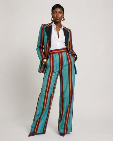 Audacious Striped Ankara Blazer Set