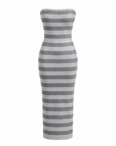 Stripe Strapless Gown