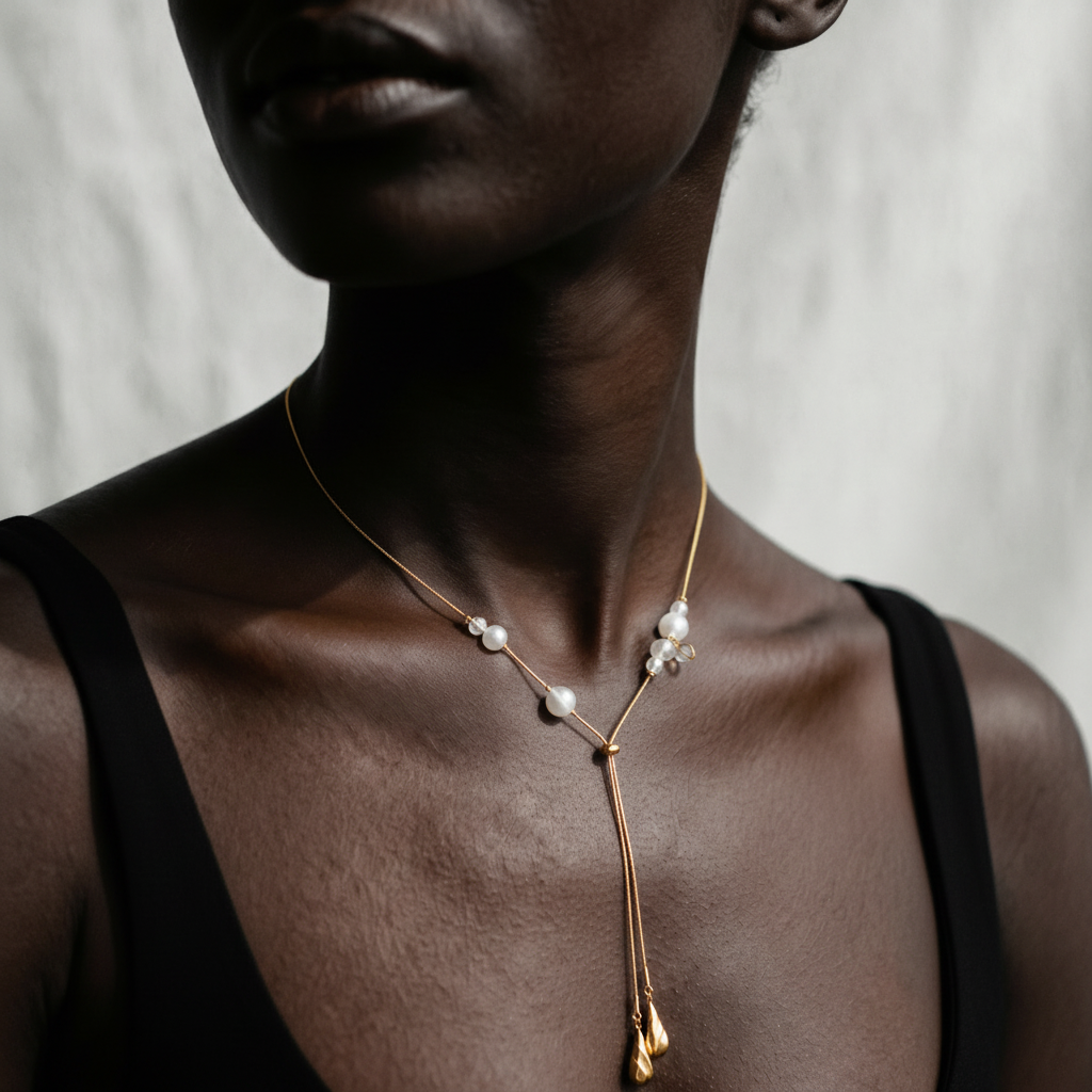 Celestial Gold Pearl Pendant Necklace