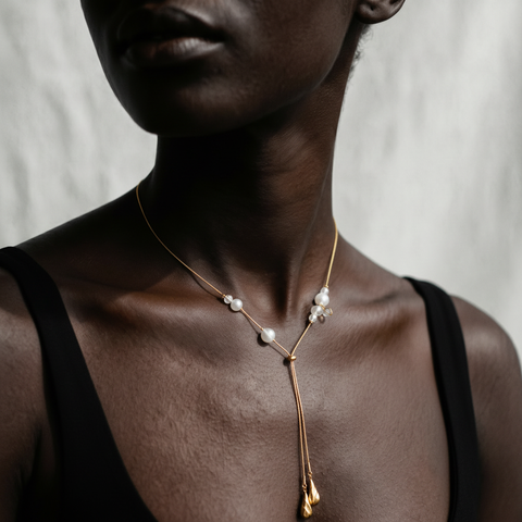 Celestial Gold Pearl Pendant Necklace