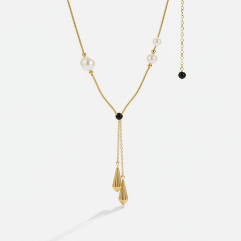 Celestial Gold Pearl Pendant Necklace