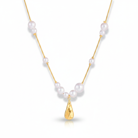 Celestial Gold Pearl Pendant Necklace