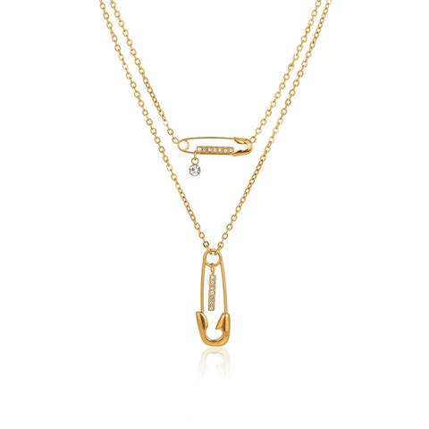 Bold Gold-Plated Layered Pendant Necklace