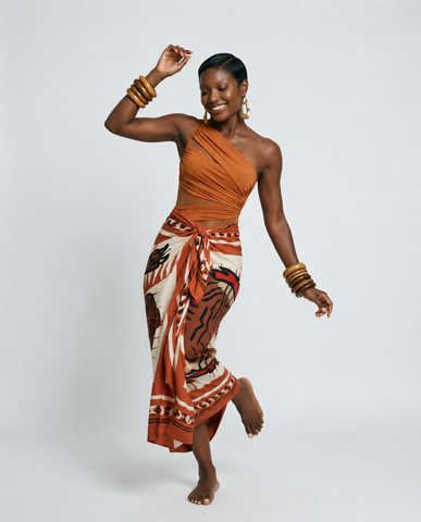 Wanderlust Printed Sarong Swimsuit Set
