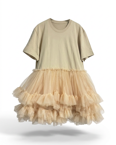 Radiant Mesh Ruffle Mini Dress