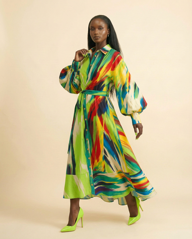 Spirited Adire Wrap Midi Dress