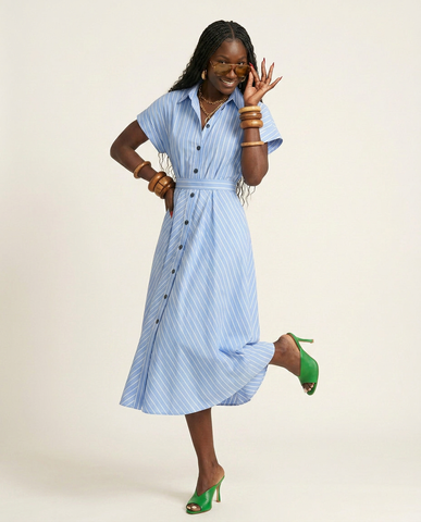 Free Spirit Striped Button Maxi Dress