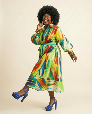 Spirited Adire Wrap Midi Dress