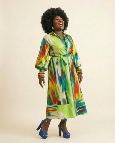 Spirited Adire Wrap Midi Dress