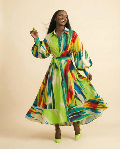 Spirited Adire Wrap Midi Dress
