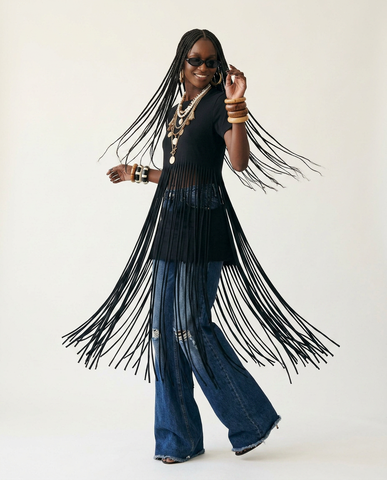 Final Sale Fringe Cotton T-Shirt