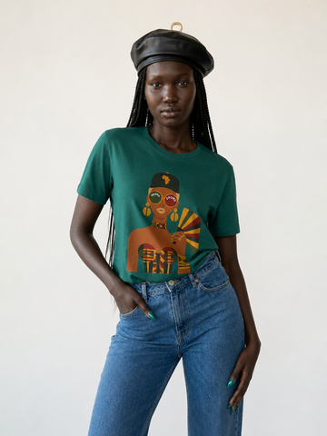 Confident Kente Pattern Graphic T-Shirt