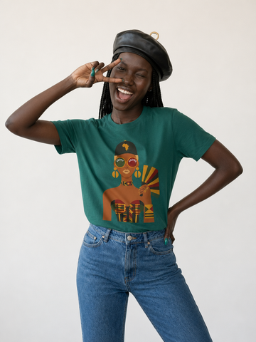Confident Kente Pattern Graphic T-Shirt