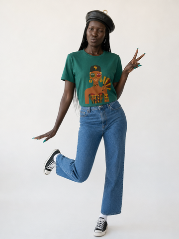 Confident Kente Pattern Graphic T-Shirt