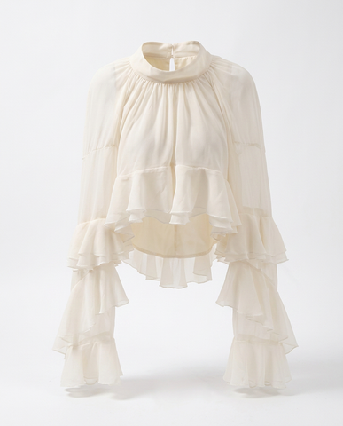 Radiant Mesh Lace Flare Blouse