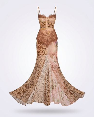 Audacious Lace Printed Maxi Dress