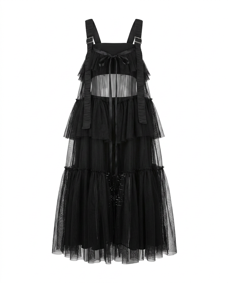 Boundless Mesh Tiered Maxi Dress