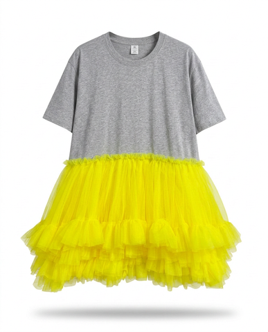 Radiant Mesh Ruffle Mini Dress