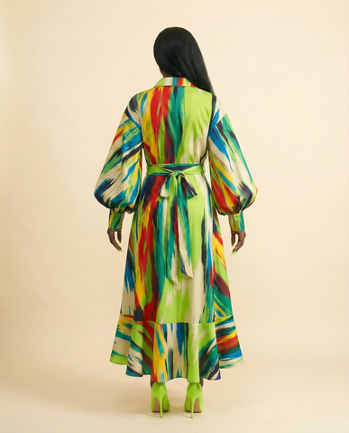 Spirited Adire Wrap Midi Dress