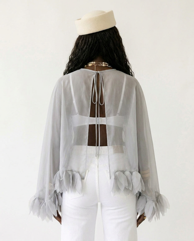 Audacious Sheer Tassel Spliced Blouse