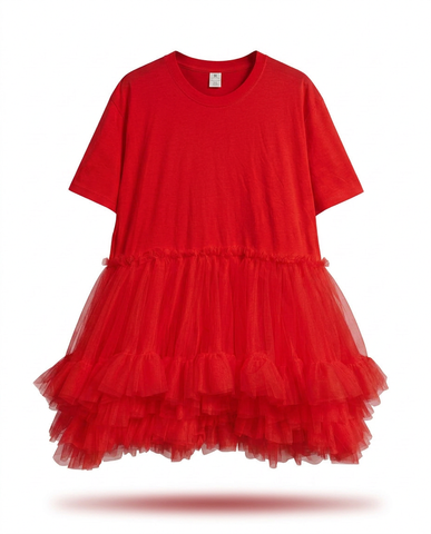Radiant Mesh Ruffle Mini Dress