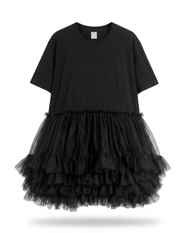 Radiant Mesh Ruffle Mini Dress