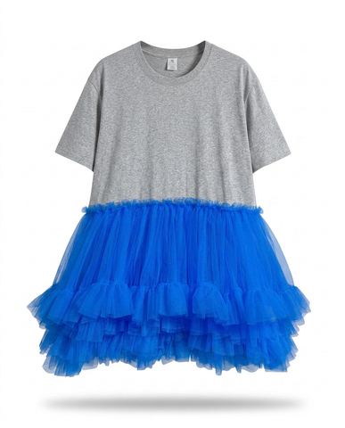 Radiant Mesh Ruffle Mini Dress