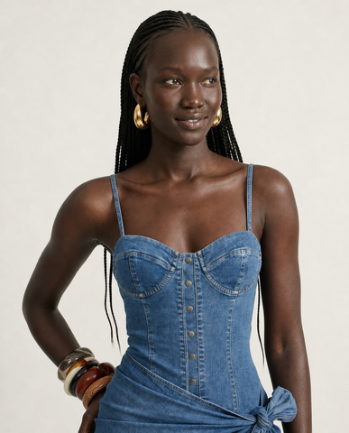 Daring Denim Bandeau Bikini Set