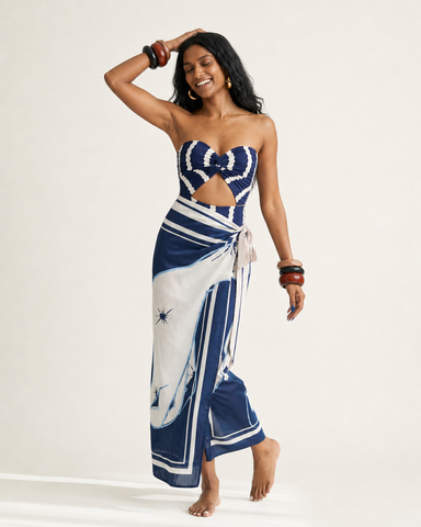 Daring Striped Cutout Swimsuit