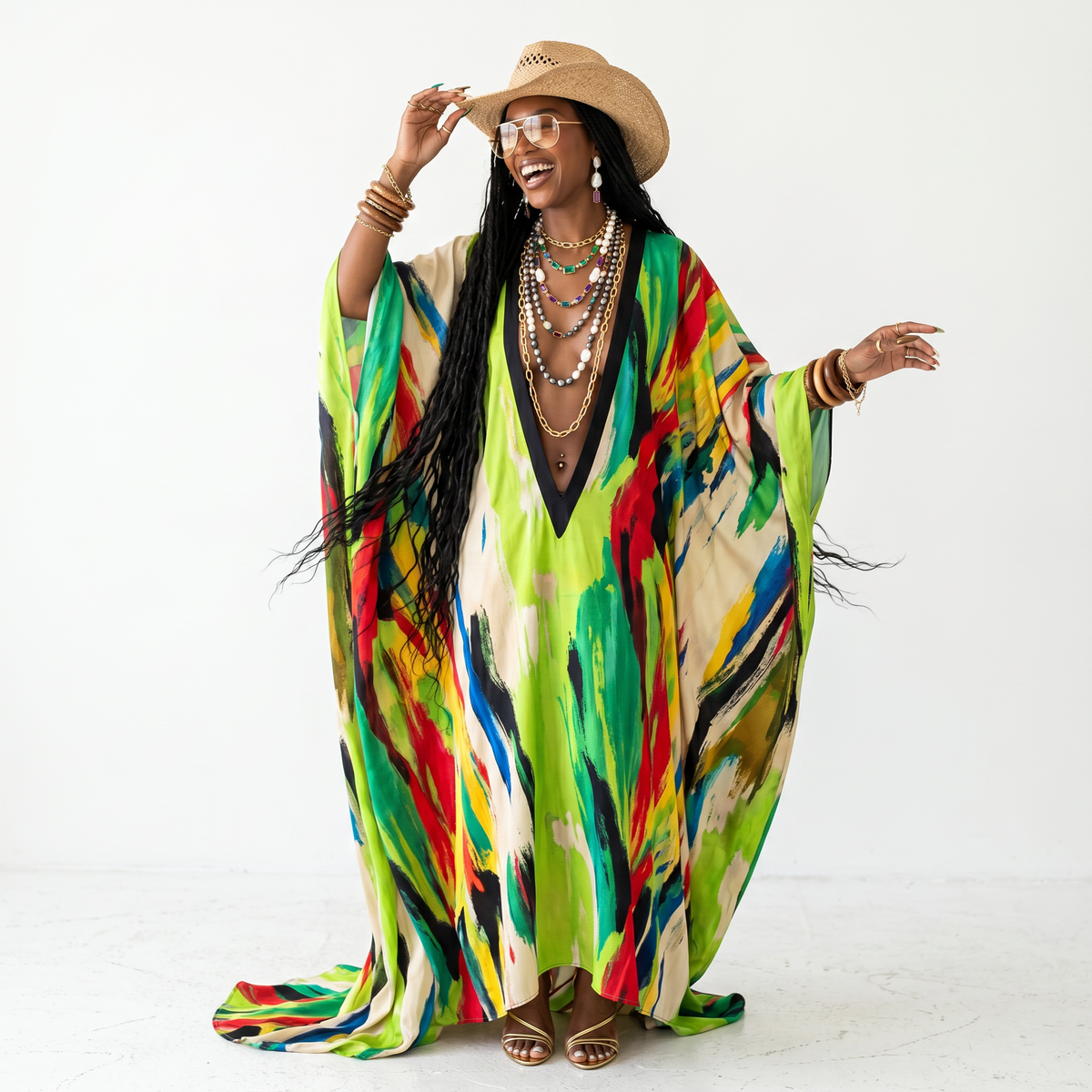 Final Sale Umuibe Adire Kaftan: Deep V Version