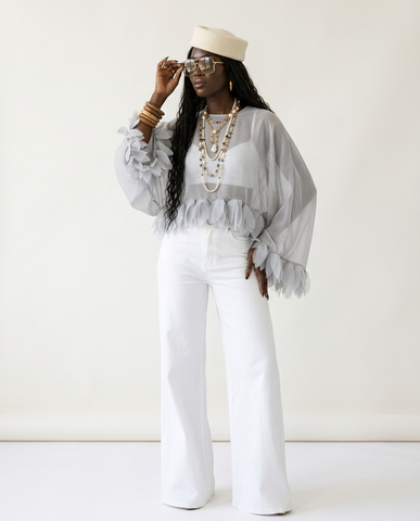 Audacious Sheer Tassel Spliced Blouse
