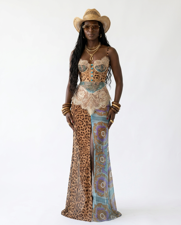 Audacious Lace Printed Maxi Dress