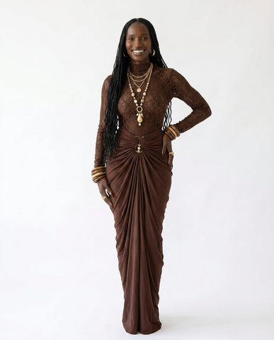 Divine Sheer Ruched Maxi Set