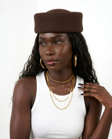 Grounded Wool Felt Pillbox Hat