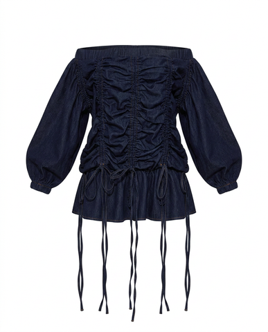 Brave Ruched Denim Mini Dress