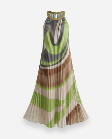 Boundless Pleated Halter Maxi Dress