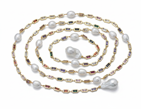 Divine Pearl Layered Lariat Necklace