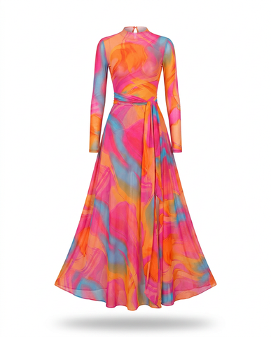 Vibrant Printed Mermaid Maxi Dress