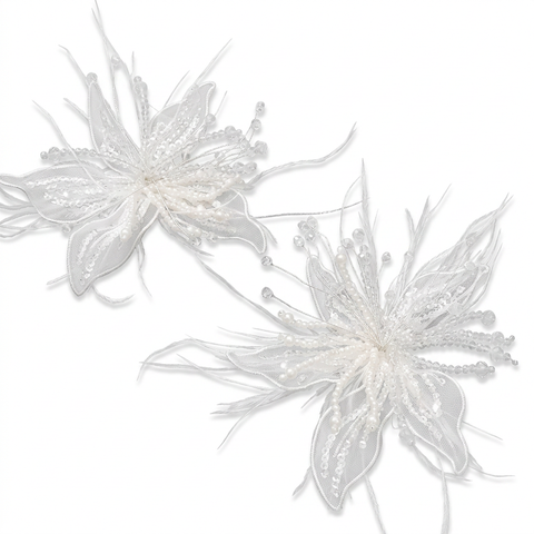 Ethereal Feather Pearl Drop Earrings