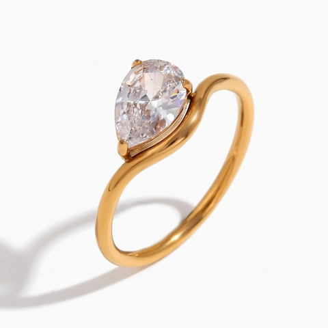 Radiant Gold Cubic Zirconia Ring